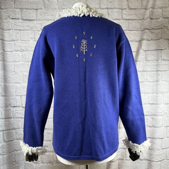 VTG Storybook Knits Snowman Wonderland Christmas Sweater Women's Small Cardigan - Picture 7 of 15